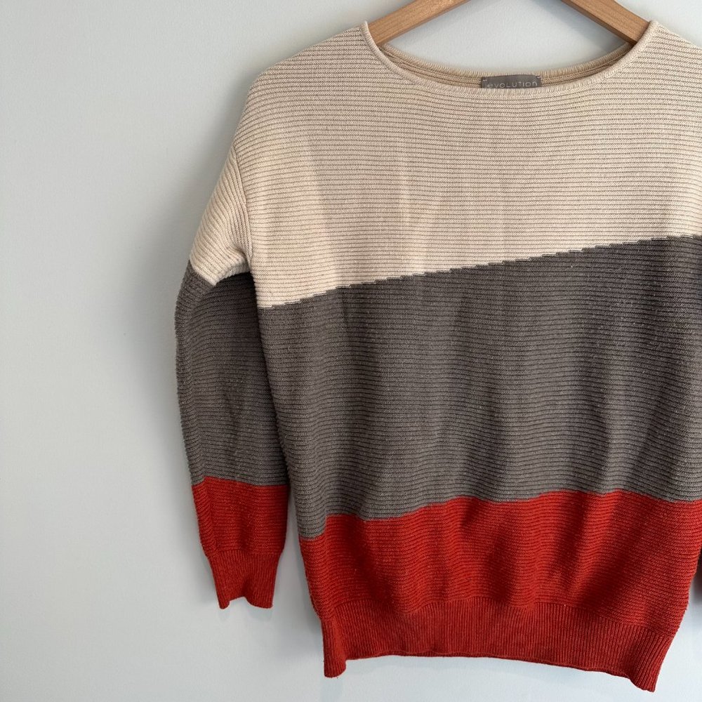 Evolution Women's Colorblock Ribbed Fall Sweater, Size S - Picture 2 of 5